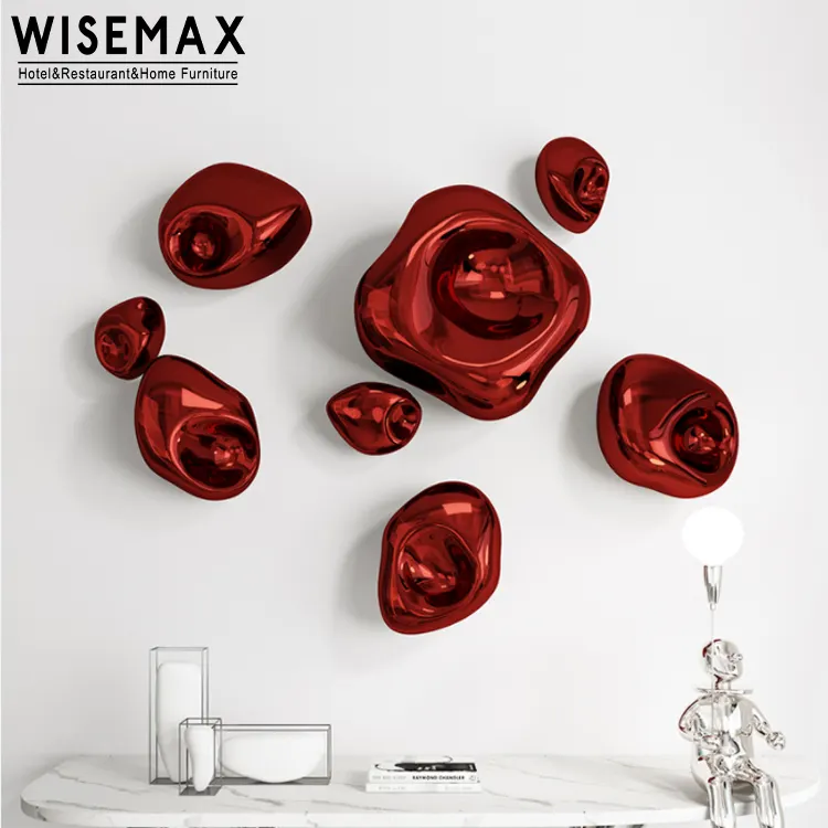 WISEMAX 가구 빛 호화스러운 표본 불규칙한 모양 벽 훈장 호텔 거실 스테인리스 벽 거는 훈장