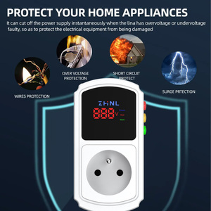 Protector de Voltaje Ajustable Monofásico con Pantalla Digital y Enchufe Francés de 230v 16a para <span class=keywords><strong>Aire</strong></span> <span class=keywords><strong>Acondicionado</strong></span> - Product Image 1