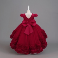 Robe de Soirée Fille LS8389, Costume de Noël, Robe de Demoiselle d'Honneur en Tulle Traînant, Robes de Princesse pour Enfants, Robe de Mariage et d'Anniversaire pour Fille