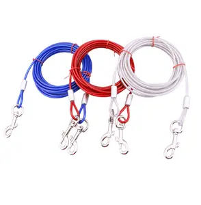 Wholesale Good Price Steel Rope10 ft 16ft 32ft Dogs Lead Line Dog Tie Out Cable Chains Dog Leash for Camping Outdoor Yard