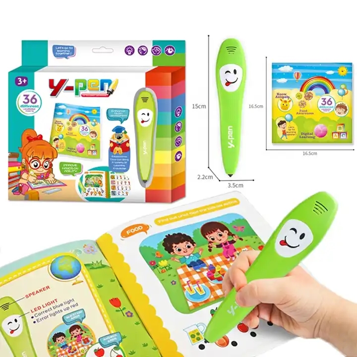 Early educational kid interactive cognitive talking Y-pen electronic learning pen with learning book for kids logic training