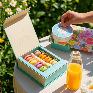 Custom Logo Eco-friendly Magnetic Closure Recycled Materials Luxury Rigid Gift <b>Box</b> for Macaron Cookie Pastry Donut Candy - Product Image 2