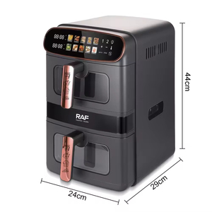 Friteuse à air 2800W double avec paniers de cuisson de 6L et 6L, rotation à 360° °   Structure de circulation d'air multifonctionnelle, chauffante et facile à nettoyer - Product Image 2