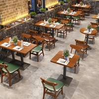 Vente chaude Style Industriel Café Boutique Stand Bar Commercial Clair Canapé Thème Restaurant Table Chaise Combinaison pour Dîner