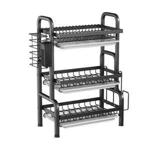 Égouttoir à vaisselle à 2 ou 3 niveaux, grand égouttoir en acier au carbone à poser sur l'évier, <span class=keywords><strong>plateau</strong></span> de drainage <span class=keywords><strong>pour</strong></span> le comptoir de cuisine, supports de rangement, organisateurs - Product Image 1