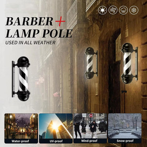 Hair salon Barber Pole Black and white striped LED decorative barber shop rotating light door <b>sign</b> entrance indicator light - Product Image 2