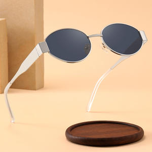 Gafas de sol ovaladas de metal Conchen para mujer, protección UV400, montura negra, lentes de PC, gafas de protección solar para viaje - Product Image 3