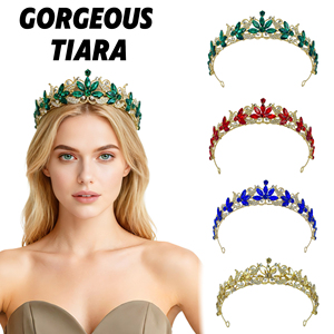 Diadème en cristal de luxe multicolore: <span class=keywords><strong>couronne</strong></span> florale rétro pour mariée/reconstitution historique/dîner/fête femmes - Product Image 1