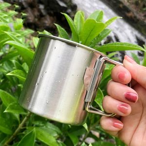 YS512 Custom Mountaineering <b>Cup</b> 304 <b>Camping</b> <b>Cup</b> Stainless Steel Mug Outdoor Folding Sports Mug - Product Image 2