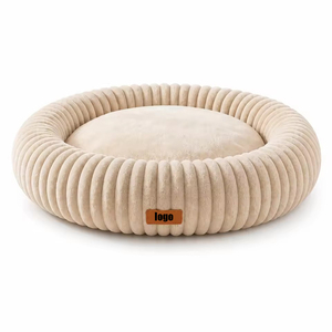 Lit orthopédique pour chien et chat en velours côtelé, avec rebord surélevé, garnissage ultra-doux en peluche, housse amovible et lavable, antidérapant, multicolore, OEM, vente en gros pour animaux de compagnie - Product Image 1