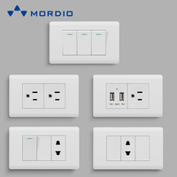 Saklar Dinding Listrik Standar Amerika Selatan N1.2 1gang Soket Ganda untuk Bangunan 125V/250V