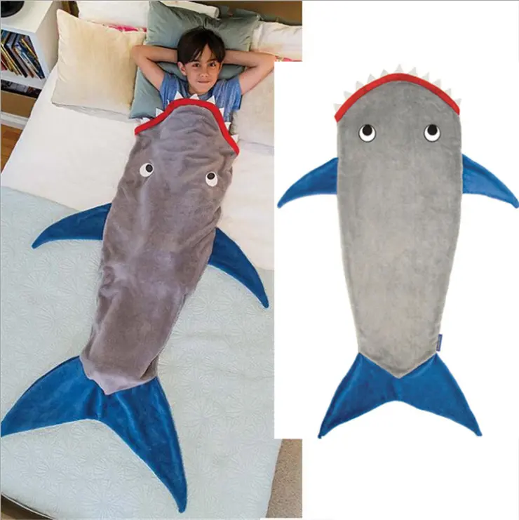 Shark Blanket Mermaid Tail Sleeping Bag Children Sleeping Bag Flannel Autumn and Winter Thick Warm