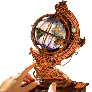 Mechanical Rotating Globe 3D Metal <b>Puzzle</b> Light-up Earth Model DIY Assembly Kit Gear Drive Anniversary Wholesale - Product Image 1