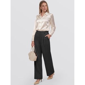 Women Wide Leg Pants High Waist Waffle Knit Stretchy Casual Business <b>Pull</b> On Palazzo Trousers - Product Image 6