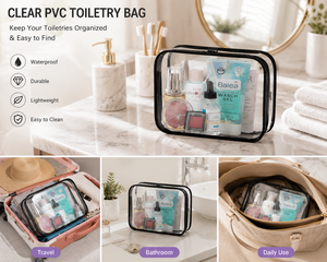 Organisateur de cosmétiques de <span class=keywords><strong>voyage</strong></span> en PVC tendance, grande capacité, imperméable, écologique, pour pochette de rangement de soins de la peau, logo personnalisé - Product Image 4