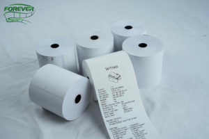 Rouleaux de papier thermique pour caisse enregistreuse de haute qualité, 80x80, simple couche, taille personnalisée, 100% pâte de bois, 48-80 g/m² - Product Image 3