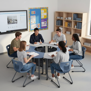 Moderno popolare tavolo da allenamento per riunioni di alta qualità vendita calda mobili da scrivania per la scuola tavolo e sedia Set - Product Image 5