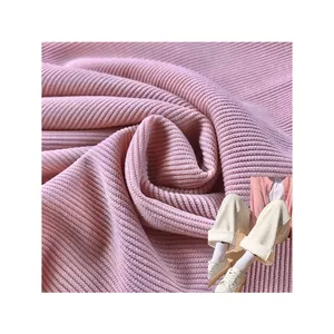 Popular Knitted Ribbed Fabric Cotton Spandex Ribbing 4 Way Stretch Spandex Fabric For Garment Long Sleeve T-Shirt Underwear