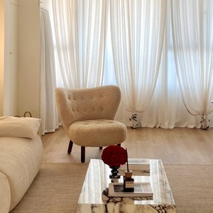 Poltrona Moderna Stile Little <span class=keywords><strong>Petra</strong></span> in Shearling, con Schienale Curvo e Imbottito, Comoda e Imbottita, con Gambe in Legno Massello, per Casa e Ufficio - Product Image 5