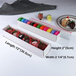 Boîtes en papier longues pour fraises enrobées de chocolat avec fenêtre transparente pour macarons, chocolats, truffes, biscuits, bombes au cacao, boules de gâteau - Product Image 2