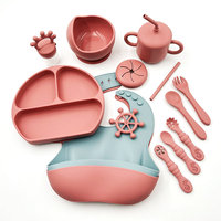 Ensemble de vaisselle pour enfants Yuye 5 pièces, bavoir, assiette, bol, cuillère, fourchette, autres accessoires d'alimentation, sans BPA, en silicone, vaisselle pour bébé