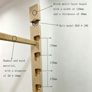 <span class=keywords><strong>Barre</strong></span> de traction réglable en bois pour cadre de <span class=keywords><strong>porte</strong></span> avec planche d'escalade multifonctionnelle sans vis pour entraînement - Product Image 6