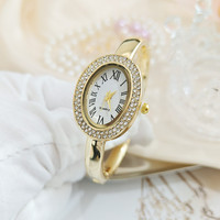 Montres ovales élégantes sans logo pour femmes et jeunes filles – Simples, argentées, dorées, mignonnes, élégantes, minimalistes, type bracelet – Vente chaude