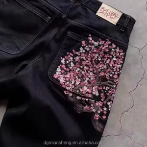 Wholesale Custom Heavyweight Distressed Embroidered Casual Breathable Woven Men's Denim Pants Washed Straight Leg <b>Jeans</b> - Product Image 5