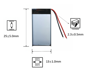 Batería de polímero de litio 231325-<span class=keywords><strong>2</strong></span> para Shuffle 4 5 6 A1373 55mAh 3,7 V 231325 616-0548 Batería recargable de <span class=keywords><strong>2</strong></span> cables - Product Image 2