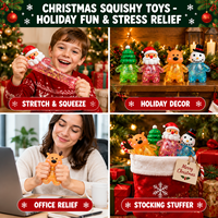 Jouets Squishy de Noël en TPR, remplis de gel pailleté, en forme de Père Noël, Bonhomme de neige, Renne, Arbre, à remontée lente, balles anti-stress à presser pour enfants et adultes