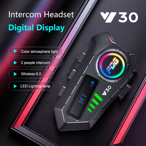 Intercom sans fil Y30 6.0 avec écran LED et éclairage ambiant coloré pour la communication à moto - Product Image 2