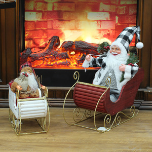 <b>Christmas</b> Reindeer Sleigh Decorations Wooden Santa <b>Figures</b> Holiday Scene Props Durable <b>Christmas</b> Ornaments - Product Image 1