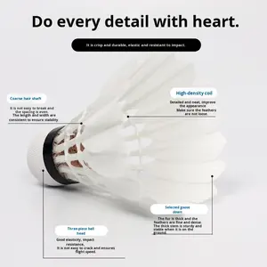 Volant de badminton WAVAW 90 PRO à 3 couches en liège, niveau tournoi, excellente durabilité, vol stable pour équipe professionnelle - Product Image 4