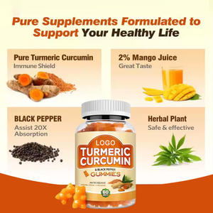 Suplemento Natural Turmeric Extract Pure Turmeric Curcumin Gummies Antioxidante Turmeric Gummies com pimenta preta - Product Image 3