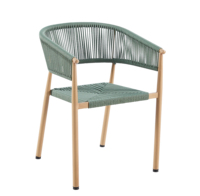 Chaise d'extérieur empilable en métal moderne, style bistrot, avec tressage en corde et rotin, qualité commerciale, imperméable – Offre Spéciale
