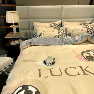 Bộ đồ giường nhập khẩu kích thước tùy chỉnh hoạt động in lụa bông bốn mảnh Quilt Set - Product Image 5