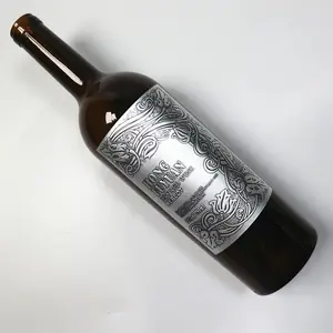 adhesive wine champagne spirits gin vodka tequila bottle pewter aluminum labels with sticker