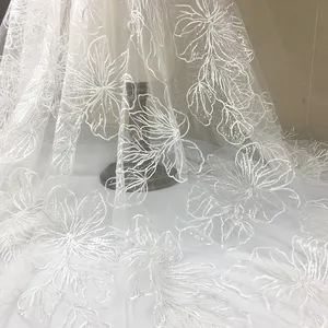 Hot sale custom decorative eco-friendly fancy tulle sequin embroidery lace design