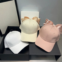 Casquette de baseball en coton de luxe élégante avec grand nœud en satin personnalisé de haute qualité pour femme