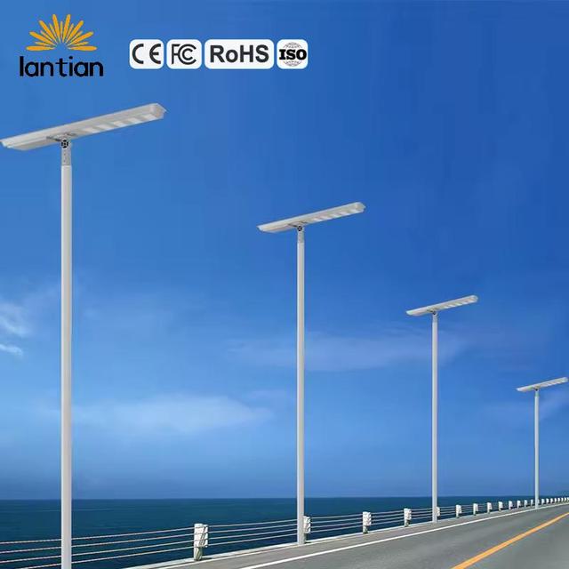 150W IP65 Waterproof Smart Integrated LED Monocrystalline Solar Road Street Lights Outdoor Aluminum SMD Chip Motion Sensor