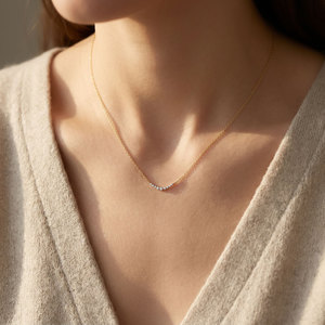 Hong Kong Fine Jewelry Wholesaler Elegant Smile Design 18K <b>Solid</b> <b>Gold</b> Natural Diamond <b>Pendant</b> Necklace Gift For Lady Daily Wear - Product Image 5