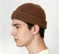 Bonnet court unisexe en acrylique tricoté camouflage, chaud pour l'extérieur, avec revers, style pêcheur, pour hommes et femmes, logo personnalisé