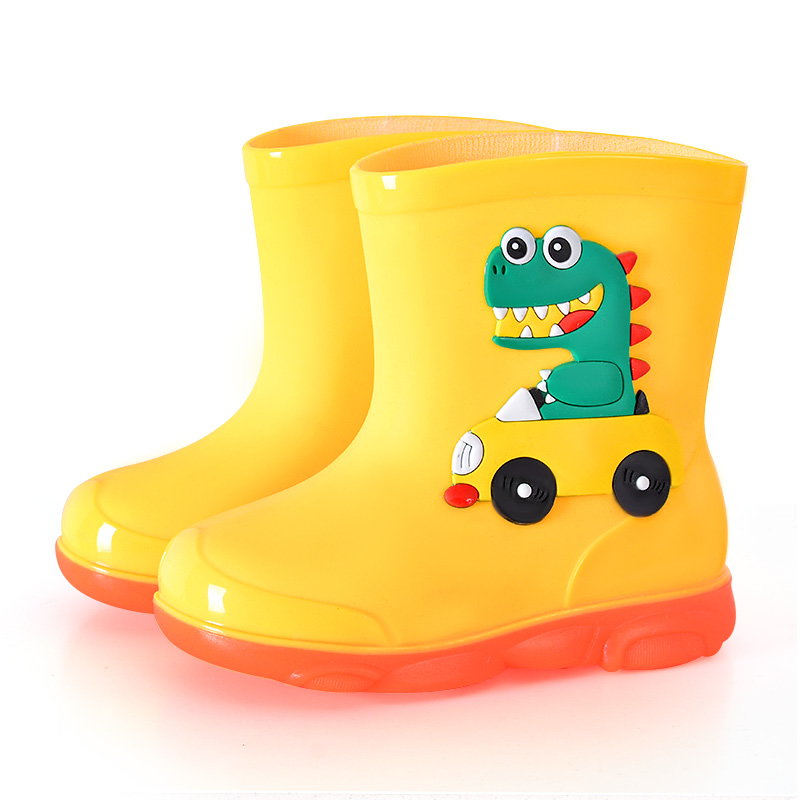 Новый дизайн, ПВХ пластиковая детская Водонепроницаемая Резиновая обувь, трендовые детские сапоги для малышей с мультяшным рисунком