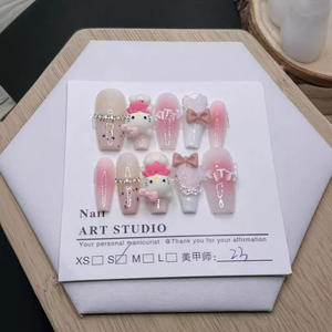 เล็บอะคริลิคทรงอัลมอนด์ลายดอกไม้ ทำมือ 10 ชิ้น พร้อมตัวอย่างฟรี แบบกดติดสำเร็จรูปทรงเฟรนช์ สไตล์เล็บสติลเลตโต้ สำหรับนิ้วมือ <span class=keywords><strong>หมาย</strong></span><span class=keywords><strong>เลข</strong></span>รุ่น - Product Image 2