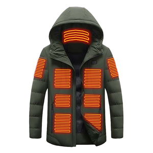 Veste chauffante décontractée longue et ample pour homme avec logo personnalisé, imperméable, alimentée par batterie USB, performance électrique, parka technique intelligente pour l'hiver - Product Image 2