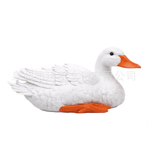 Figurine de canard blanc en résine, décoration de jardin, ornement artisanal animalier pour patio extérieur - Product Image 1