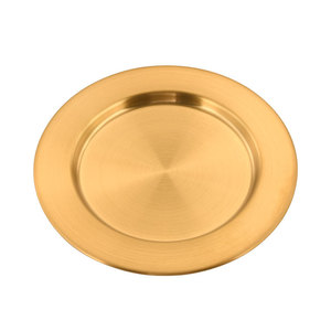 Stainless Steel Round Plate 18Cm Wide Rim Flat Bottom Serving <b>Tray</b> For Hotel Coffee <b>Tea</b> Dessert Use - Product Image 5