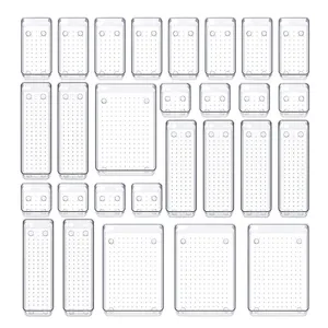 도매 28 조각 세트 플라스틱 서랍 트레이 허영 주최자 트레이 스토리지 박스 쓰레기통 메이크업 드레서 주방 사무실