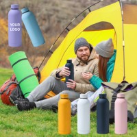 Bouteilles isothermes sportives en acier inoxydable personnalisées de 350 ml, 500 ml, 750 ml, 1000 ml, avec revêtement en caoutchouc, pour eau chaude, vente en gros