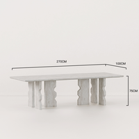 Table à manger en marbre travertin Wabi Sabi, style maison de rêve, avec pieds géométriques sculptés, meubles de salle à manger rectangulaires en pierre